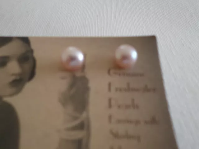 Deco PEARL stud earrings lilac 5-6mm Sterling 925 Silver Natural Cultured Pearls