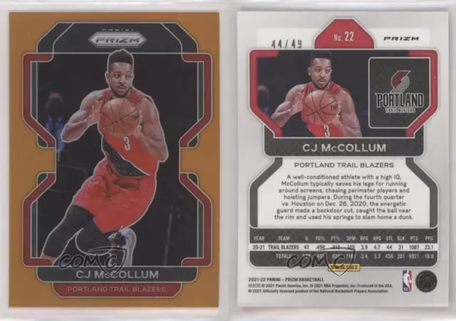 2021-22 Panini Prizm Orange Prizm /49 CJ McCollum #22