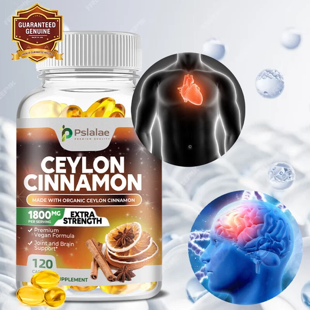 ORGANIC CEYLON CINNAMON Capsules 1800mg Highest Potency Blood Sugar