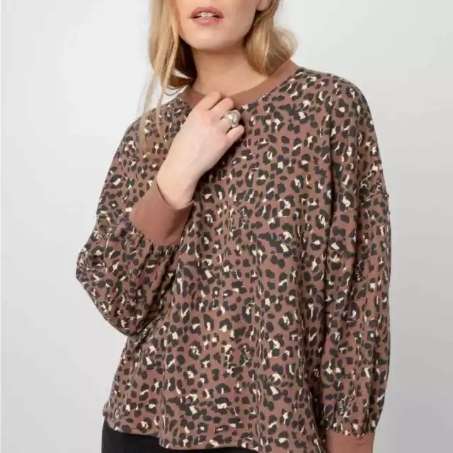 RAILS Womens Sweatshirt Size XS Reeves mountain leopard print crew neck pullover