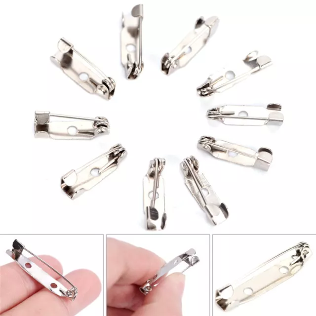 10x Safety Brooch Catch Bar Locking Pins Back Base Findings DIY Craft 15-40mm ME