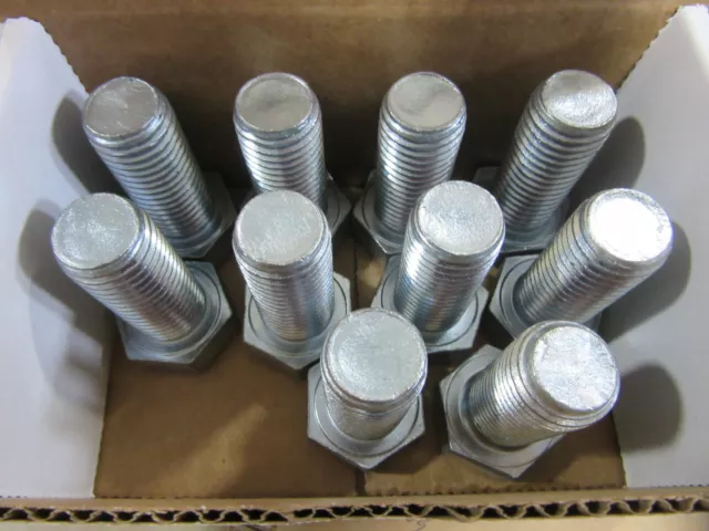 (10) 7/8-9 X 2" Fully Threaded Tap Bolts Grade 5 Zinc NEW!!! Free 2 Day Shipping