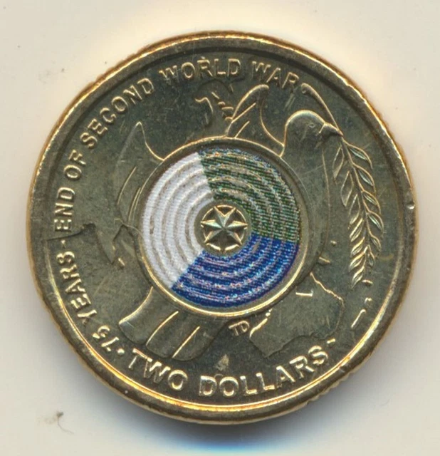 Australia: 2018 $2 Coloured 75th Anniversary Of End Of WWII aUNC