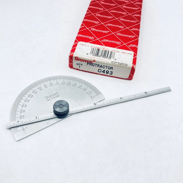 Starrett C493 Protractor and Depth Gage, 6-Inch Blade Length, 0-180 Degree Range