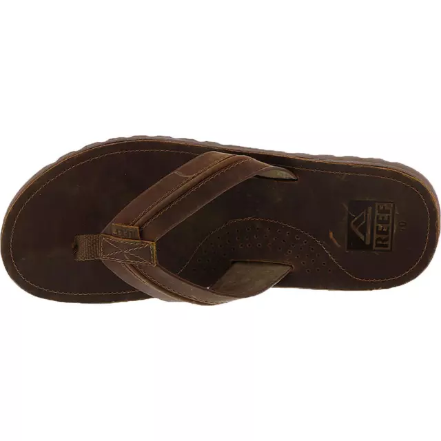 REEF MENS VOYAGE Lux Tan Leather Flat Thong Sandals Shoes 8 Medium (D ...