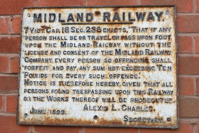 RAILWAY SIGN - Midland Railway Trespass 1899 - Cast Iron - Original ...