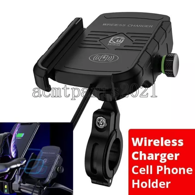 Black Motorcycle Bike Phone Holder Mount Wireless Charger for Honda Yamaha