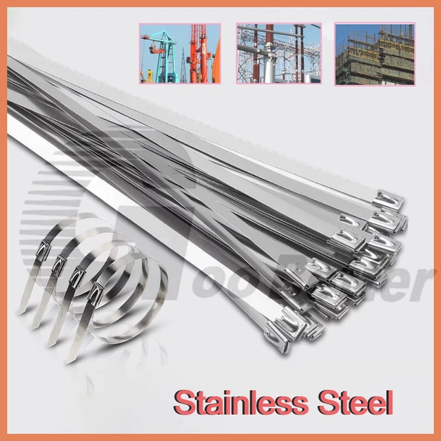 STAINLESS STEEL CABLE Ties SS304 Marine Grade Zip Strap Lock Wrap 100mm