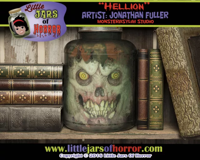 "Hellion" Head in Jar - Halloween/Horror Prop/Decor-  Fetid Green Version