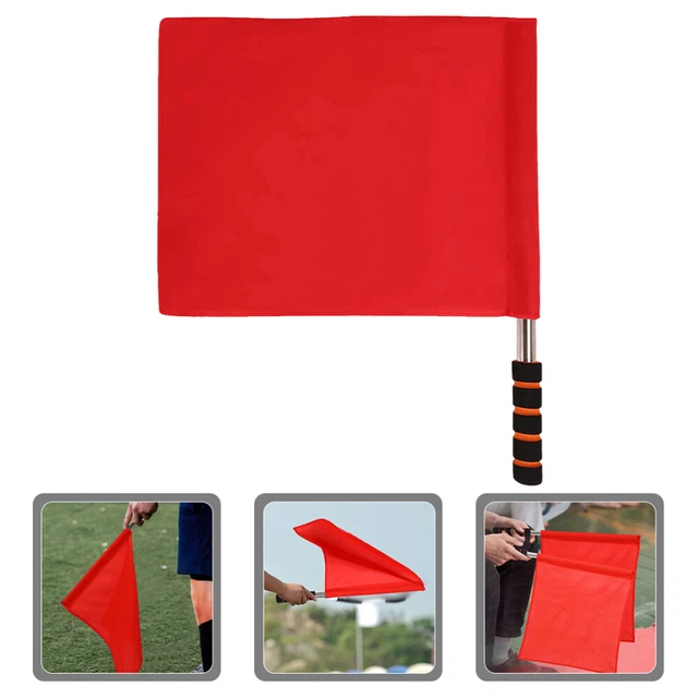 Drapeau D'arbitre Jaune 46x34,5 Cm – Manche Acier Inox, Poignée Mousse, Léger 70g !