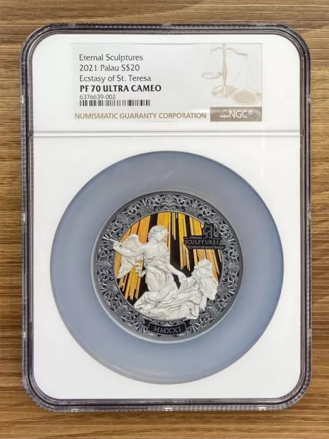 2021 Palau ECSTASY OF SAINT TERESA Eternal Sculptures 5 Oz Silver Coin NGC PF70