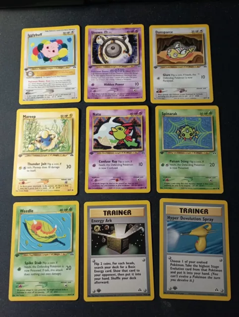 Lot 9 Cartes Pokemon anglaises / US - Neo Discovery Edition 1 - Sans double