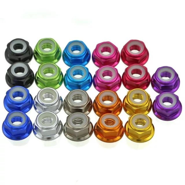 Nylon Insert Hex Flange Lock Nuts Aluminum Alloy Multicolor Choose M6 6mm