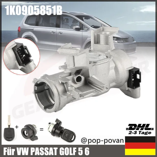 Zündschloss Zündanlassschalter Zündschalter 1K0905851B für VW AUDI Seat Skoda DE
