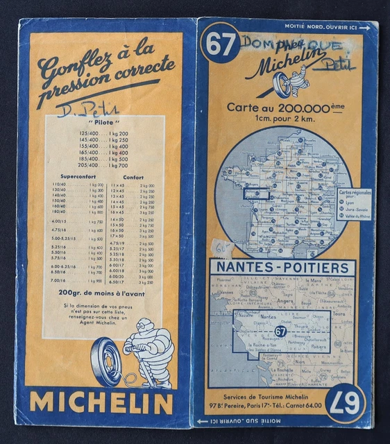 CARTE MICHELIN N°71 BORDEAUX LA ROCHELLE 1930 map Mapa Bibendum pneu guide EUR 10,00 - FR