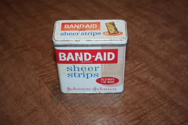 Vintage Band-Aid Sheer Strips Empty Metal Tin Johnson & Johnson 30ct See Pix!!06