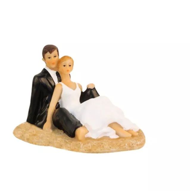 Figurine gâteau de mariage -  Couple de mariés Calin Assis - 9 X 14 X 9 Cm