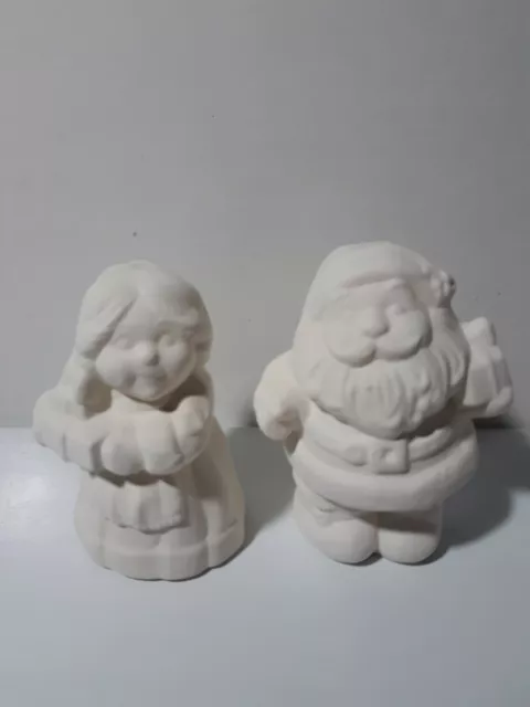 Ceramic Bisque-Ready to Paint-- Christmas Santa & Mrs. Claus   3" Tall   #108