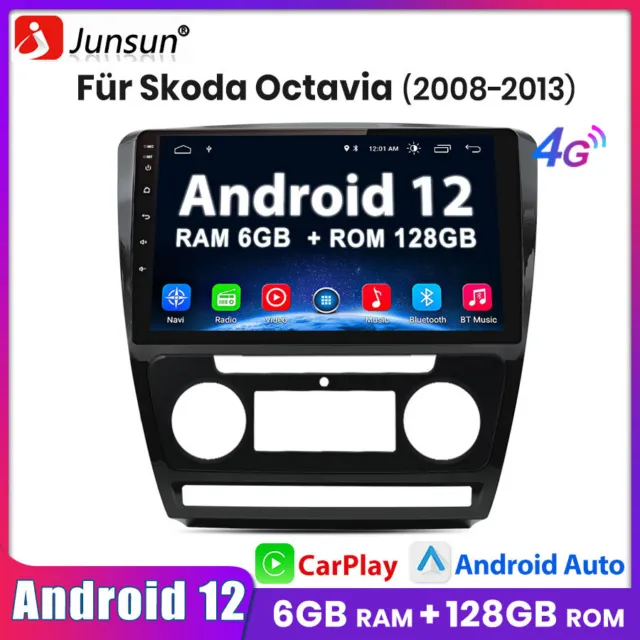 Für Skoda Octavia II 2008-2013 Autoradio GPS Navi Sat 6+128GB WIFI CarPlay DAB+
