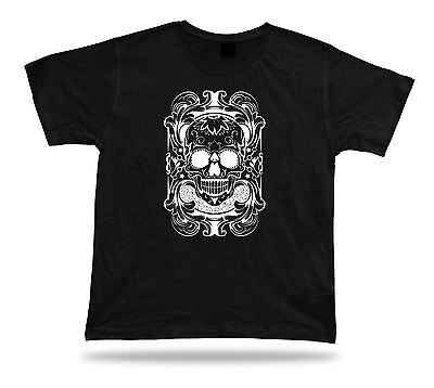 Tshirt Tee Shirt Birthday Gift Idea Floral Sugar Skull Mexican Emblam Retro