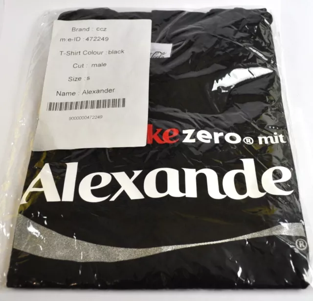Coca-Cola Coke Alexander T-shirt schwarz Größe S Namen Vornamen Namensshirt