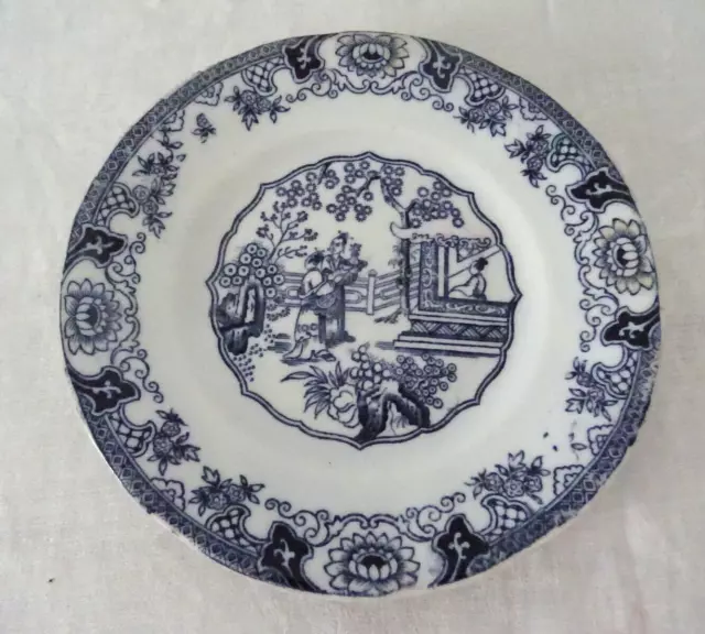 ASSIETTE  bleue faience ancienne 4863 Canton Boch Frères décor Chine