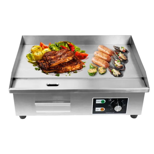 AU Commercial Electric Griddle BBQ Grill Hot Plate Stainless Steel 3000W