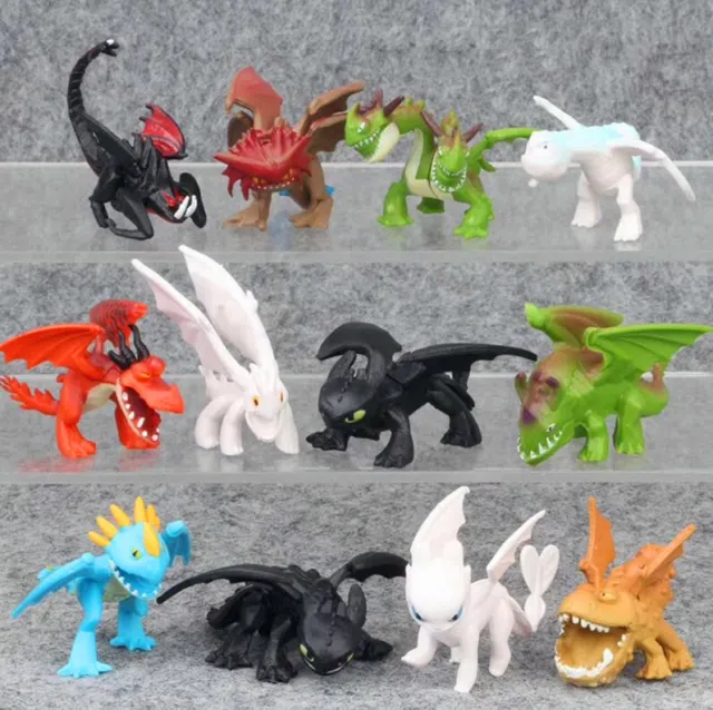 12pc How To Train Your Dragon Action Figures Doll Cake Decor Topper Kid Toy Gift