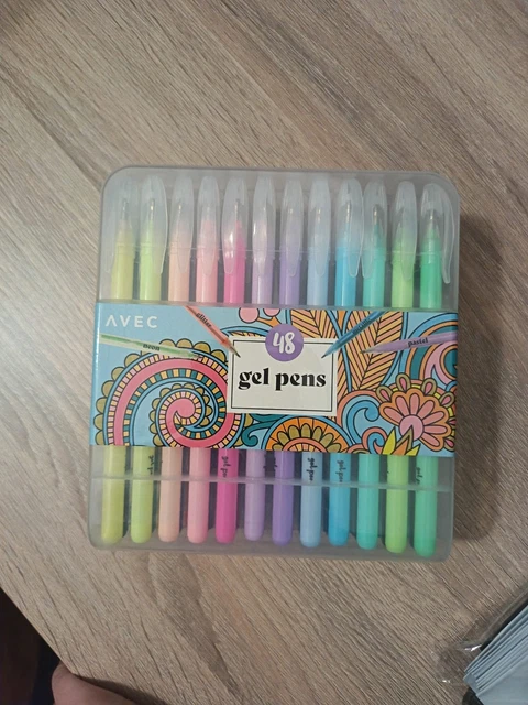 Confezione da 145 penne gel glitterate, 72 colori unici e 72 ricariche con 1 libro da colorare