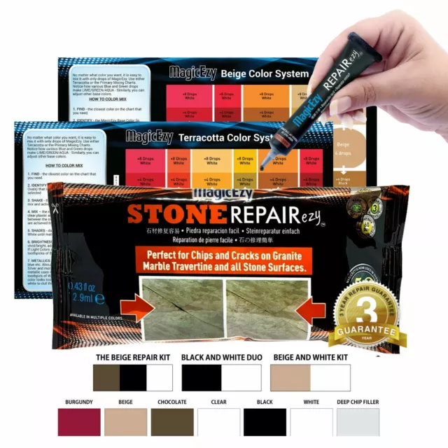 Stone RepairEzy - Chips de relleno de más de 1 mm - Mármol, granito, cuarzo - MagicEzy