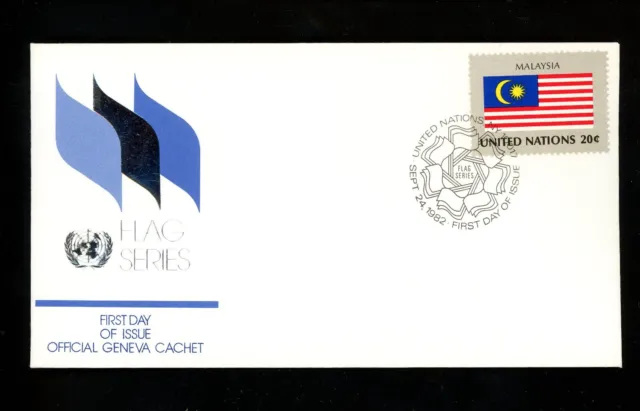 UN United Nations FDC NY #375 UNPA Geneva Cachet Flag Series 1982 Malaysia