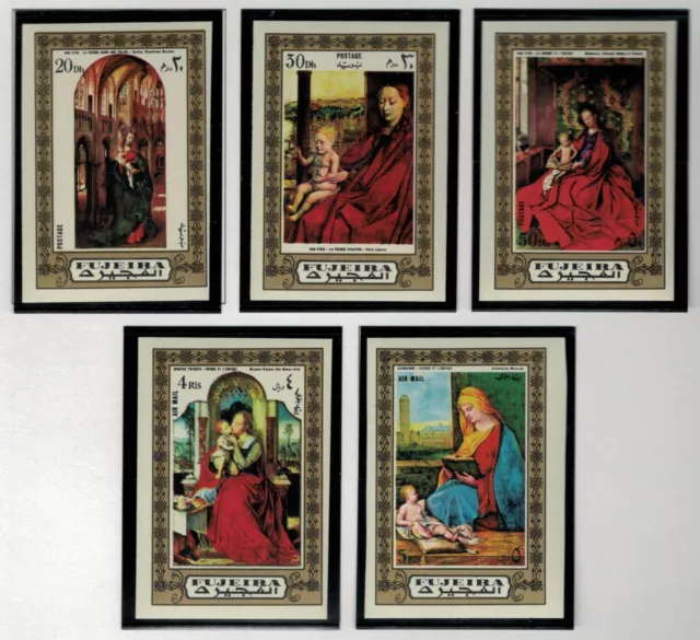 ZAYIX Fujeira UAE Mi 876-880B MNH Impf Art Paintings Mary Madonna 030222S52