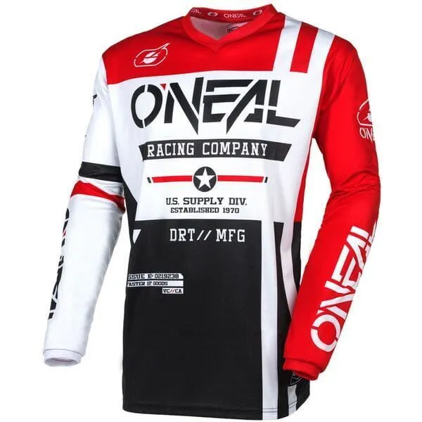 O'Neal 2024 Motocross Jersey Element Warhawk Black White Red  MX Enduro Quad ATV