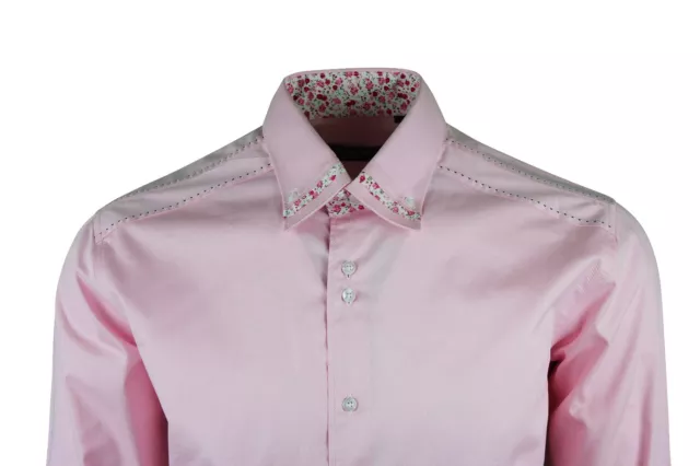 Memphis 1819 Italian Design Mens Flower Print Casual Shirt M125 Pink Small-3XL 2