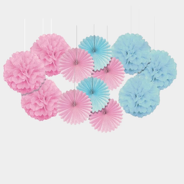 Papier Fan Bommel Bommel Deko Kit - Hochzeit Baby Geburtstag Party Stoff Dekoration