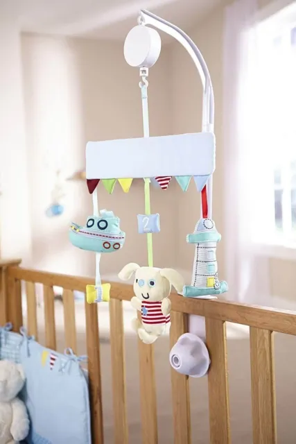 Clair de Lune Ahoy Musical Baby Cot Mobile - Music, Rotation & Stand Included