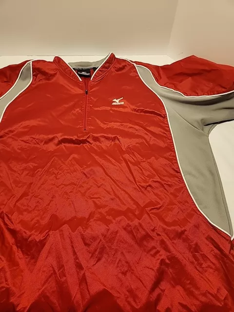 Mizuno Teamwear Mens Red 1/4 Zip Short Sleeve Baseball Cage Jacket XXL Warm Up