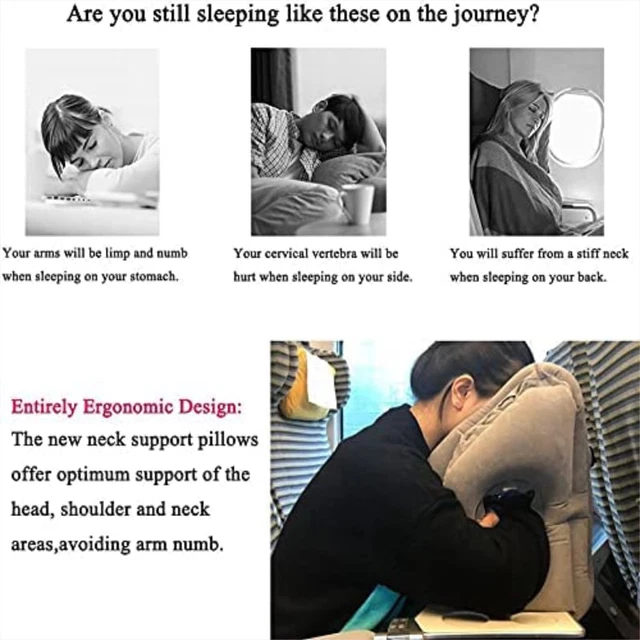 Inflatable Travel Sleeping Pillow Portable Chin Support Rest Airplane Plane Car 4