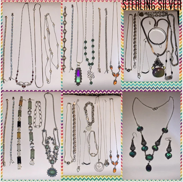 Huge Sterling Silver jewelry lot 42Pcs Vintage To now Wear Or Resell Not Scrap