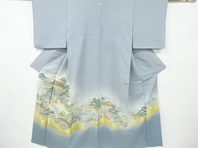 6493071: Japanese Kimono / Vintage Iro Tomesode / Juko-Ori / Woven Scenery