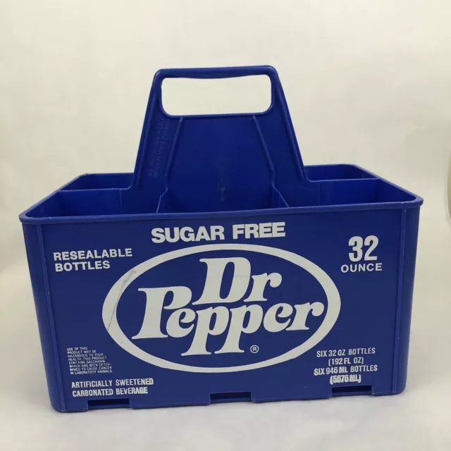Vintage Sugar Free Dr. Pepper Blue Caddy Holder Holds Six 32 oz. Bottles