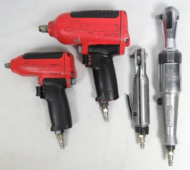 Lot 4 Pneumatic Snap On Air Tools MG725 Impact MG325 Compact Air Ratchet Working