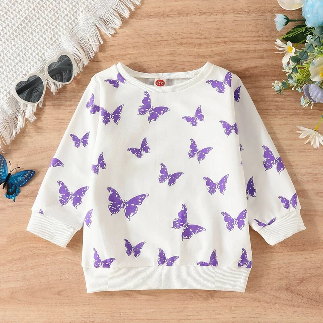 Toddler Boys Girls Child Long Sleeve Butterfly Prints Sweatshirt Boys Jacket 12