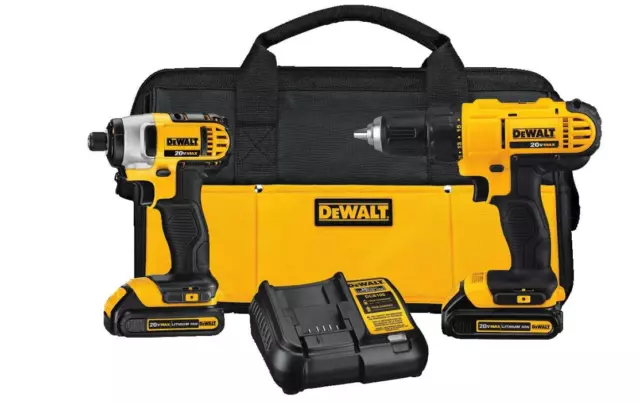 DEWALT - Brush 20V MAX Cordless Drill Combo Kit, 2-Tool (DCK240C2) Yellow/Black