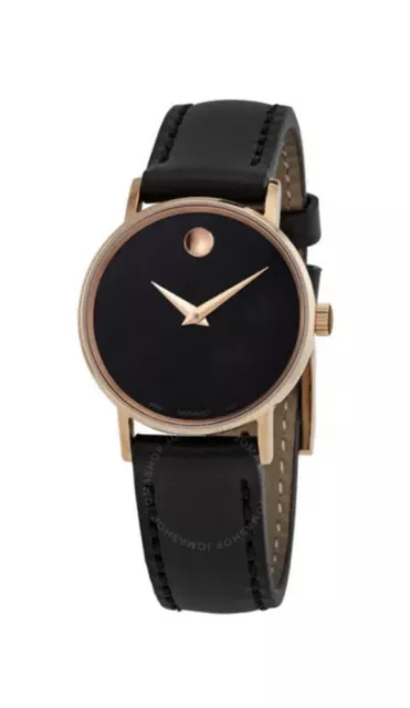 Brand New Movado Women’s Museum Classic Black Dial Rose Gold Watch 0607320