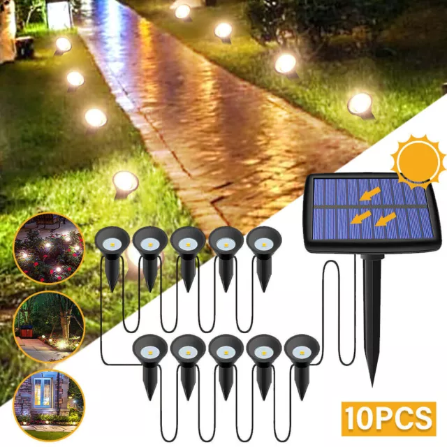 Waterproof 10 LED Solar Garden Spotlights Spot Light Landscape Path Lamp Outdoor