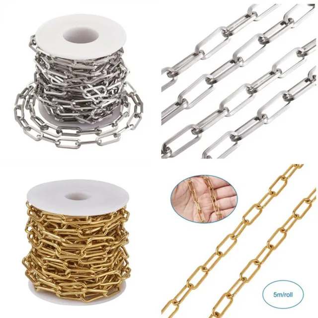 5M/roll Metal Cross Long Chain Necklace Bulk Link Chains Accessories Jewelry  Making Size: 0.7x3x2mm