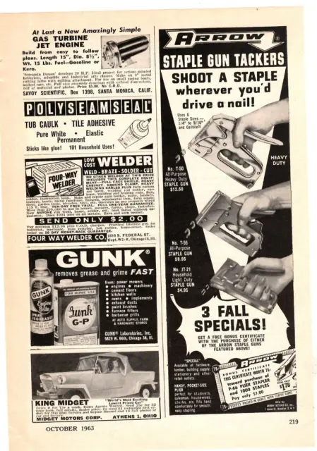 1964 Print Ad  Arrow Staple Gun Takers Shoot Staple Wherever You'd Drive a Nail