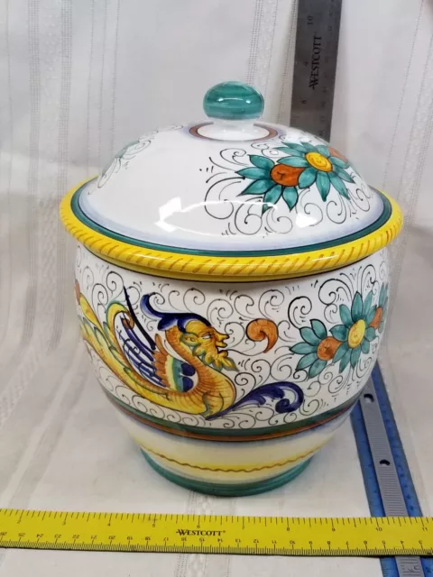 Fima Deruta Italian Pottery Raffaellesco DRAGON Canister Majolica Cookie Jar