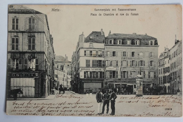 CPA Moselle Metz Place de Chambre et rue du Faisan Mercerie (58491)